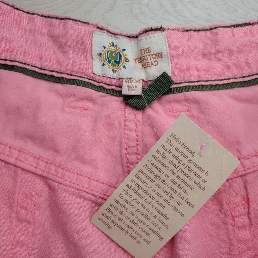 NEW The Territory Ahead 100% Linen Straight Leg Pants Mens 40x34 Pink T3020